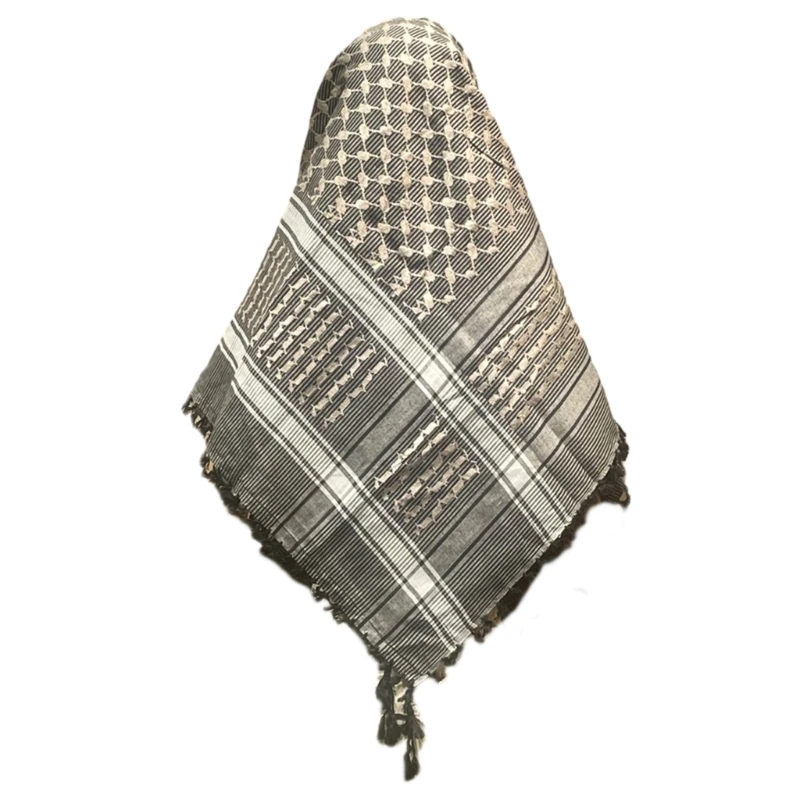 이슬람교 아랍 스카프 Shemagh 머리 스카프 민족 아라비안 Neckerchief 통기성 Keffiyeh Headwrap Hijab 스카프 Headcovering DXAA