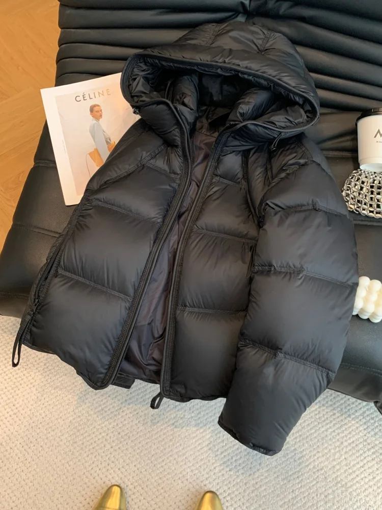 

Korean Sle Thiened Warm Cotton Jaet Women's Winter Coat Cloud Doughnut ape Hat Ba Design Long Sve Zipper Closure