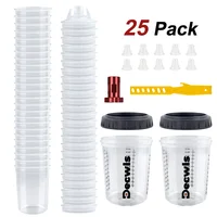 Vaso mezclador de pintura para pistola pulverizadora (15/25 piezas),tanque de pistola pulverizadora de copa rápida H/O,vaso de pintura desechable de 165 ml (5,5 oz),para pistolas pulverizadoras pequeñas,con adaptador