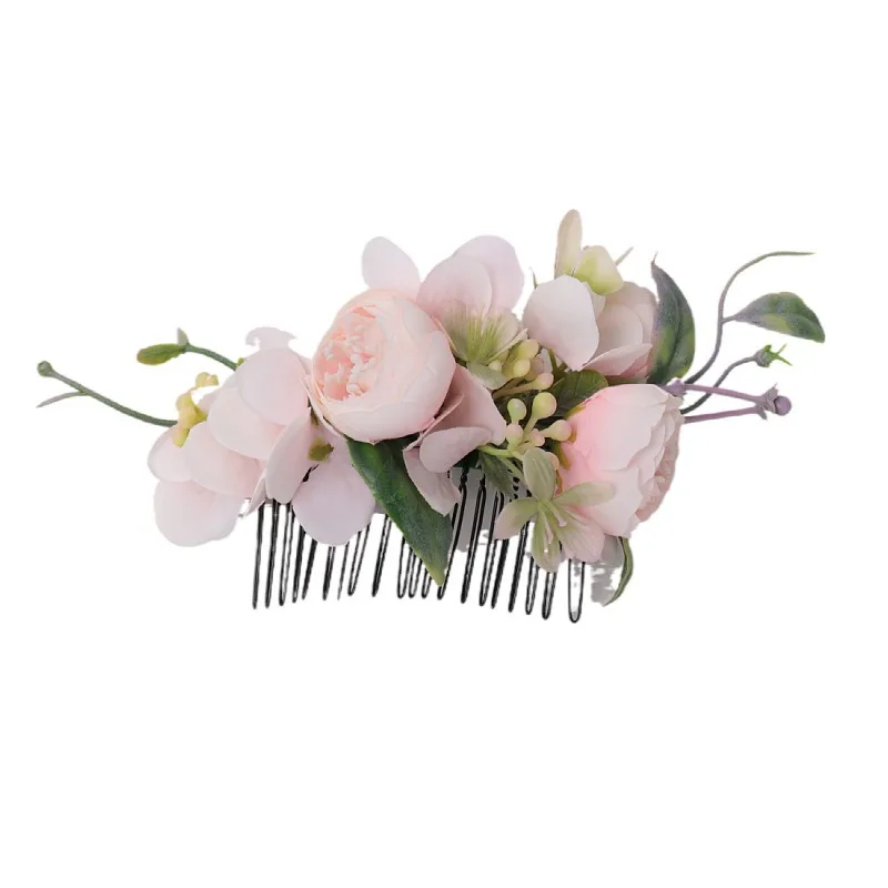 BOHO Bride Artificial Flower Hair Comb for Women Bridal Wedding Tiara Head Ornaments Headdress Hair Pin Hair Accessories Jewelry