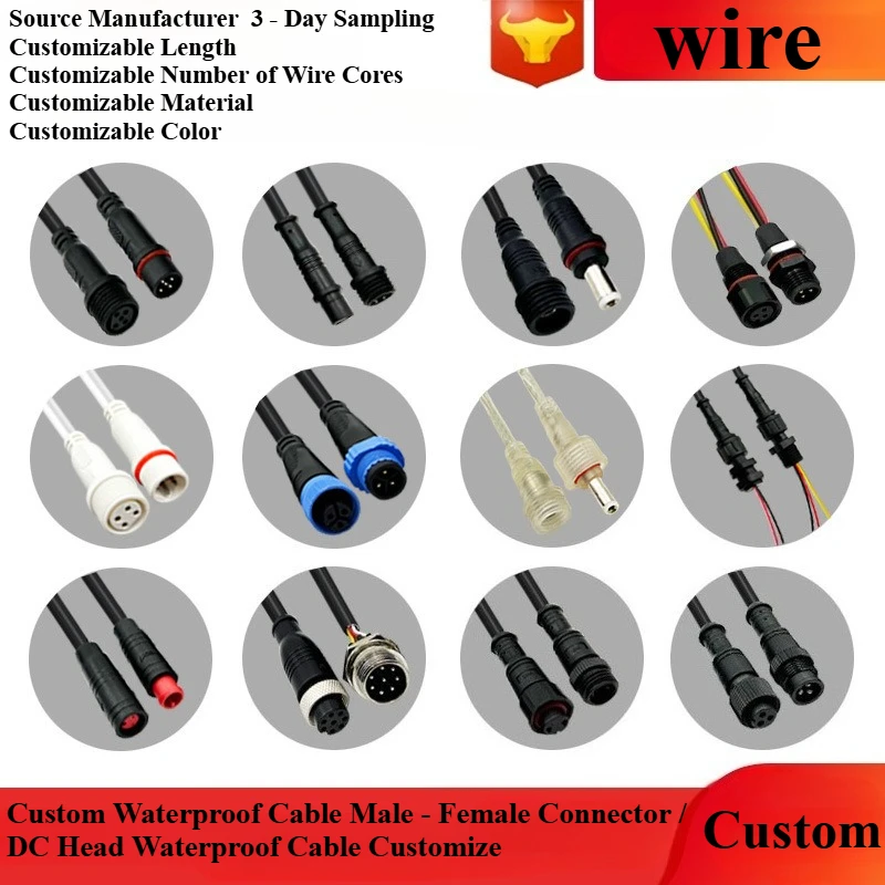 

M8 M12 M16 Базовый разъем 2/3/4/5/6-контактный кабель Водонепроницаемый разъем