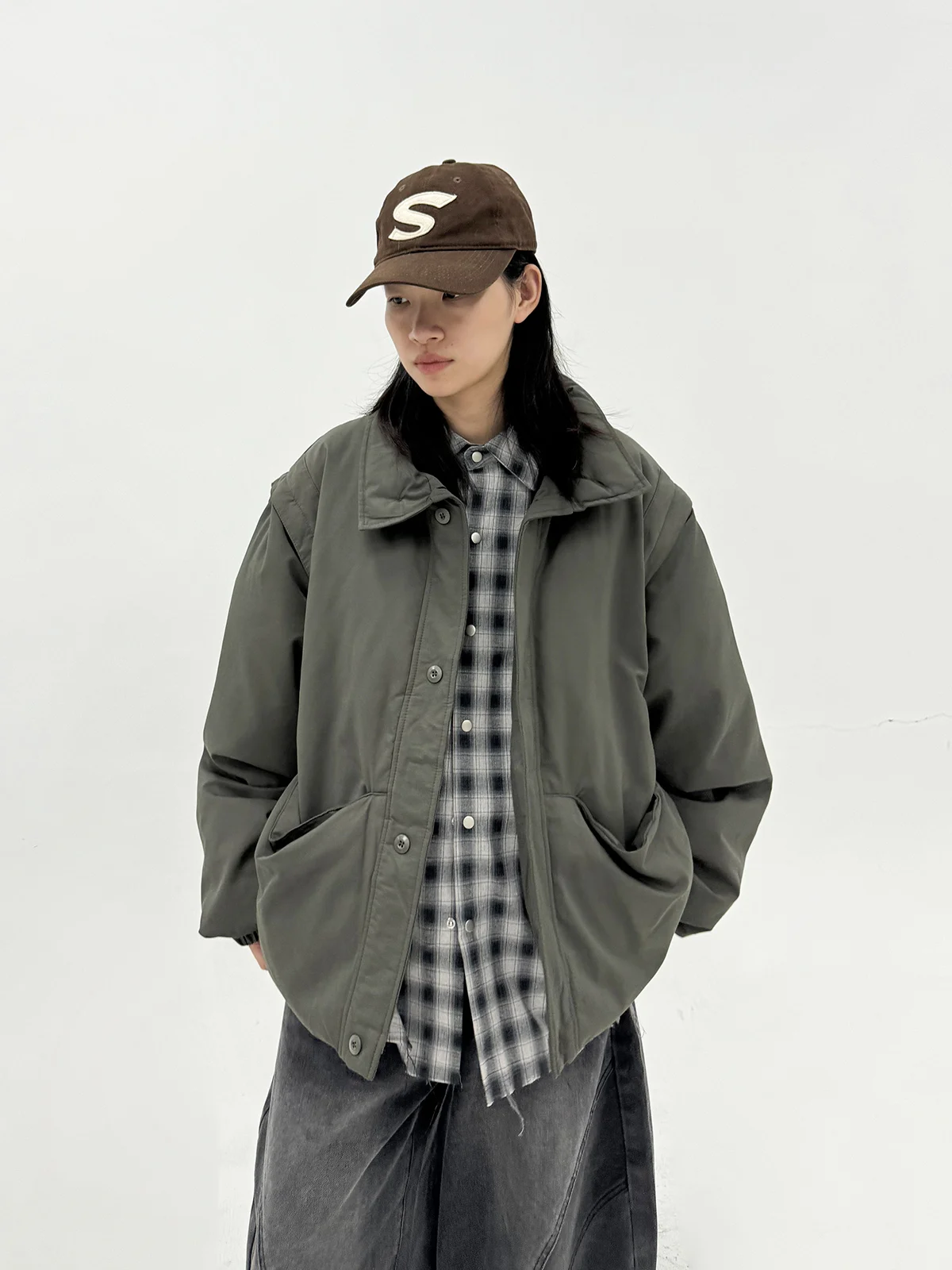 

Женская свободная куртка-пуховик однотонного цвета со съемными элементами, 90% белый утиный пух, теплая, для повседневной носки, модная зимняя куртка