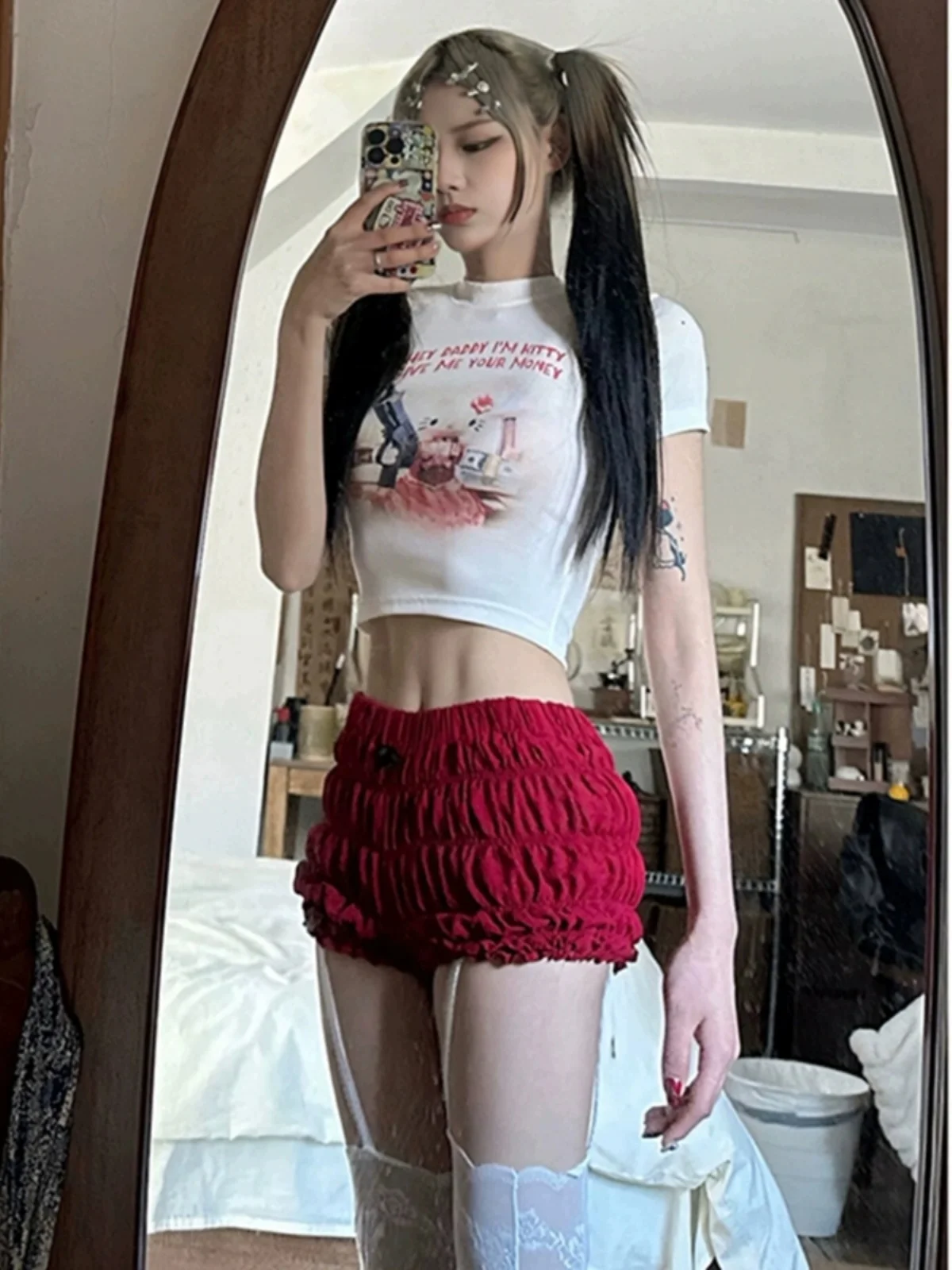 

Американские шорты-плиссе с низкой талией для женщин, летние, новые, с высокой талией, облегающие, А-силуэт, для повседневной носки, хит продаж