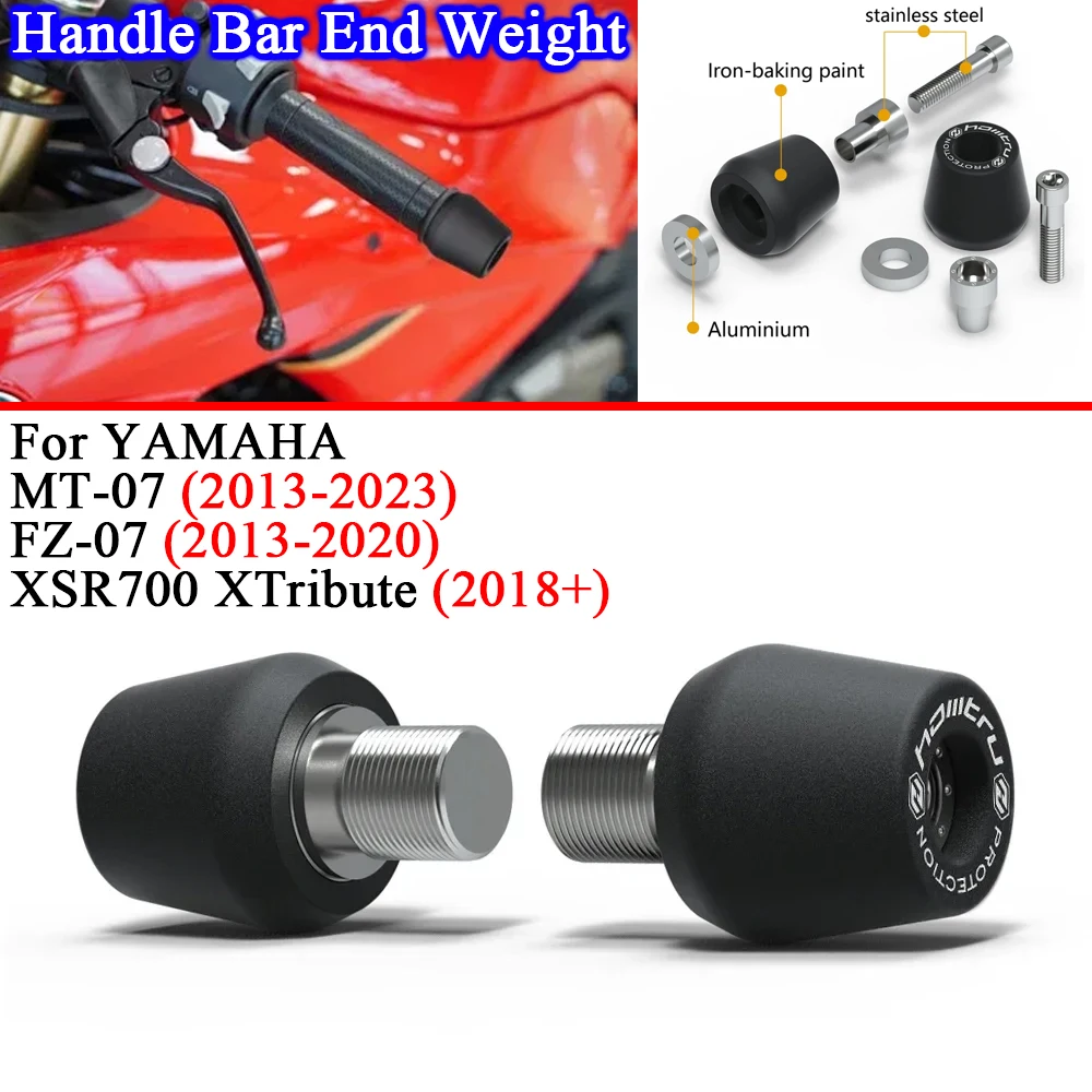 

For YAMAHA MT-07 / XSR700 / FZ-07 2013-2023 Motorcycle Accessory Handle Bar End Weight Grips Cap Protection