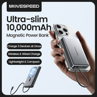 MOVESPEED S10Plus Magnetic Power Bank Wirelss 10000mAh Slim External Battery with Cable for MagSafe Powerbank for iPhone Samsung