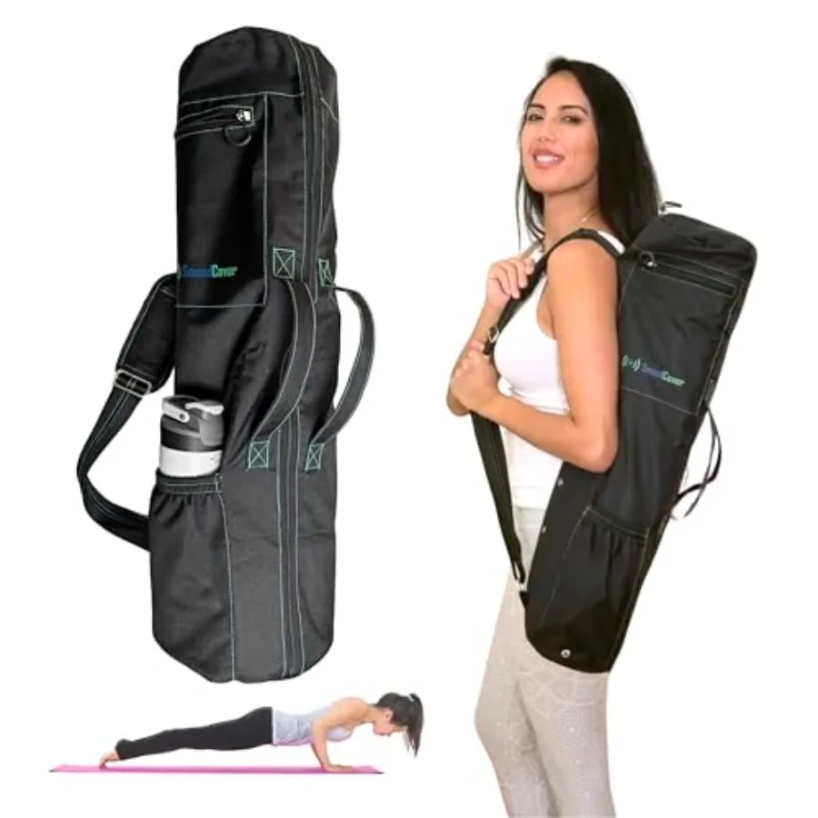 

Extra Long Yoga Mat Bag for Men and Women 3 Pockets Full Zipper Water Resistant 600D Material Large Water Bottle Pocket Yoga Ma
