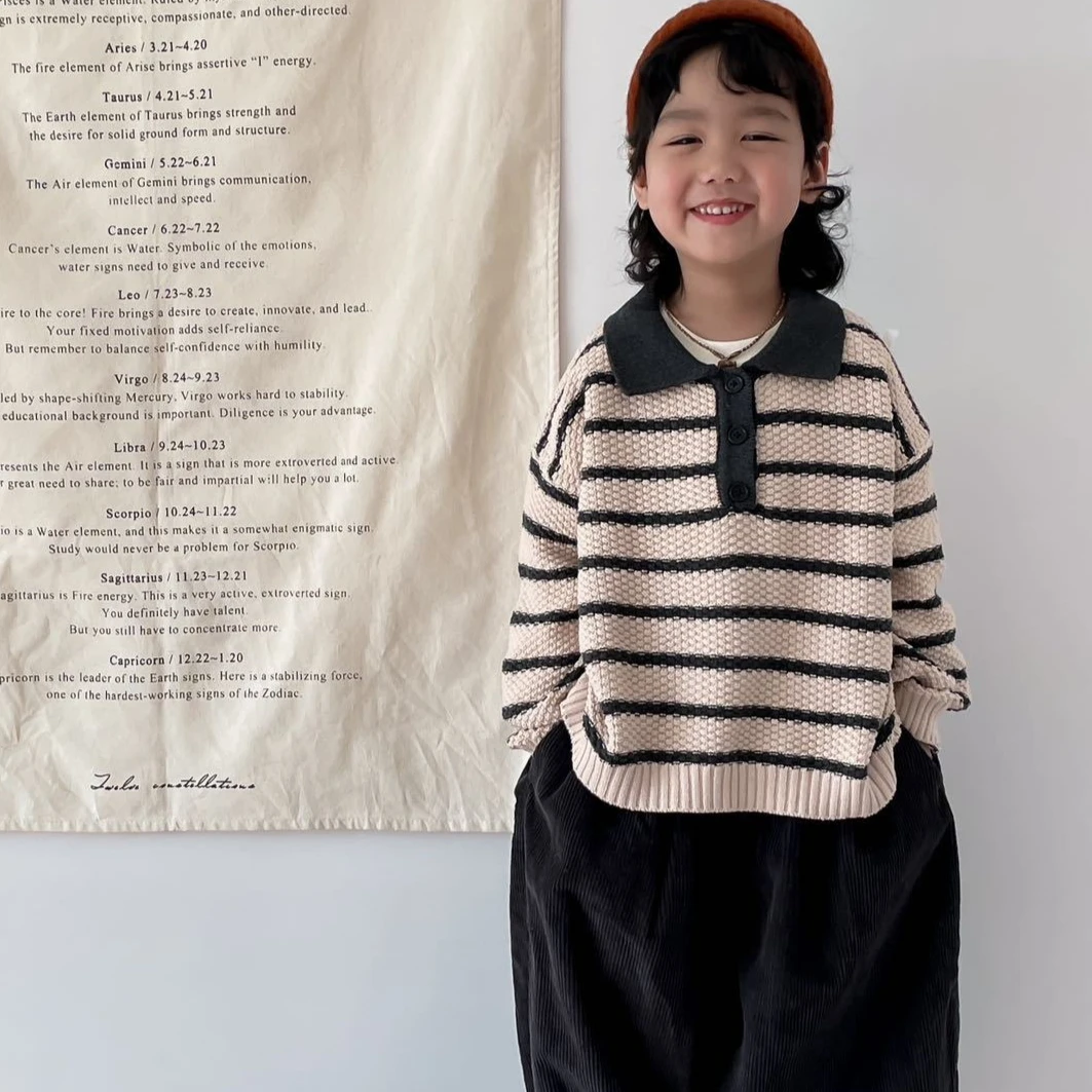 

Свитер 2021, осенне-зимняя новая детская одежда для мальчиков и девочек, свитер в полоску цвета животных, простой