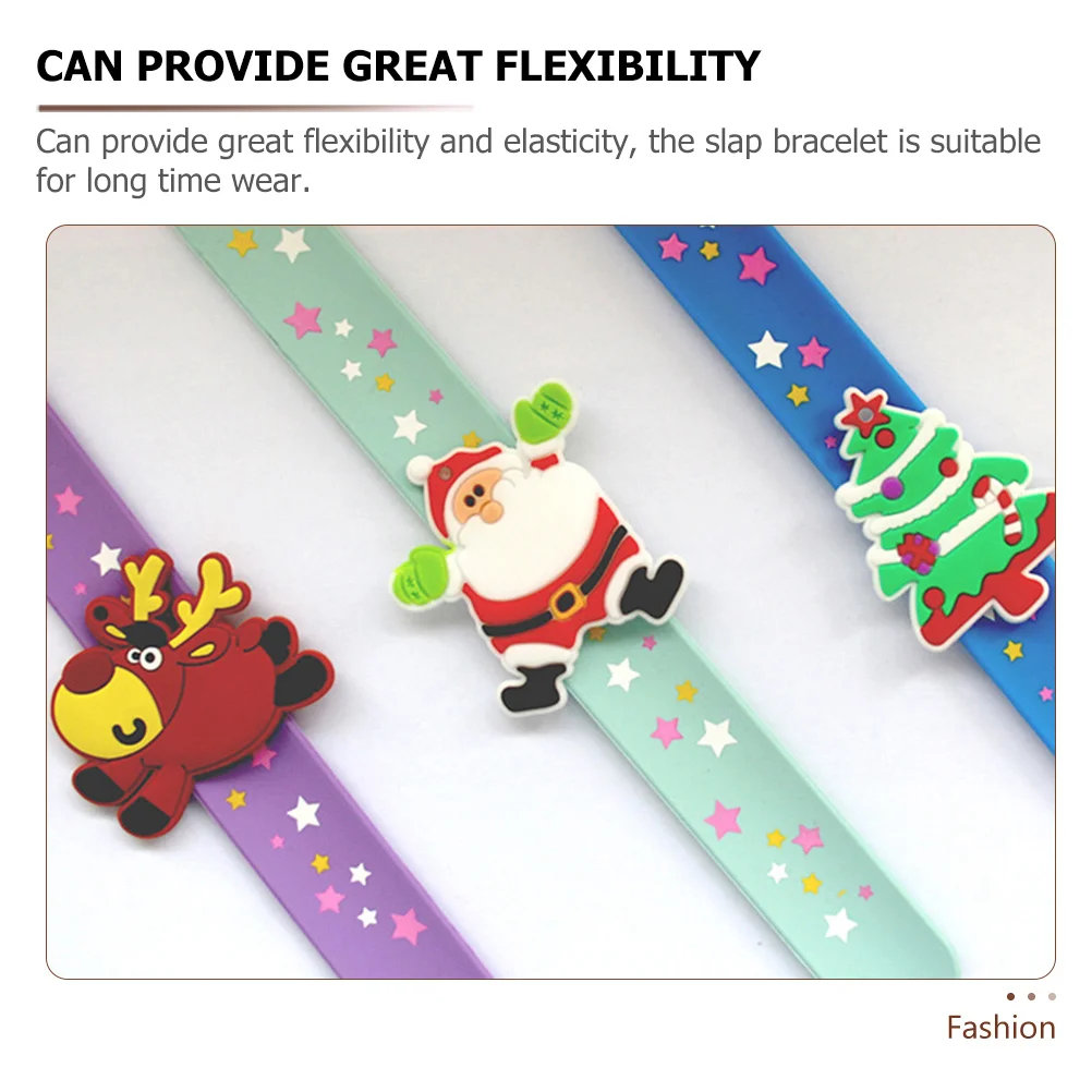 

6pcs Christmas Silicone Slap Bracelets Festive Wrist Party Favors For Adults Gift Xmas Wristband Slap Bands Party