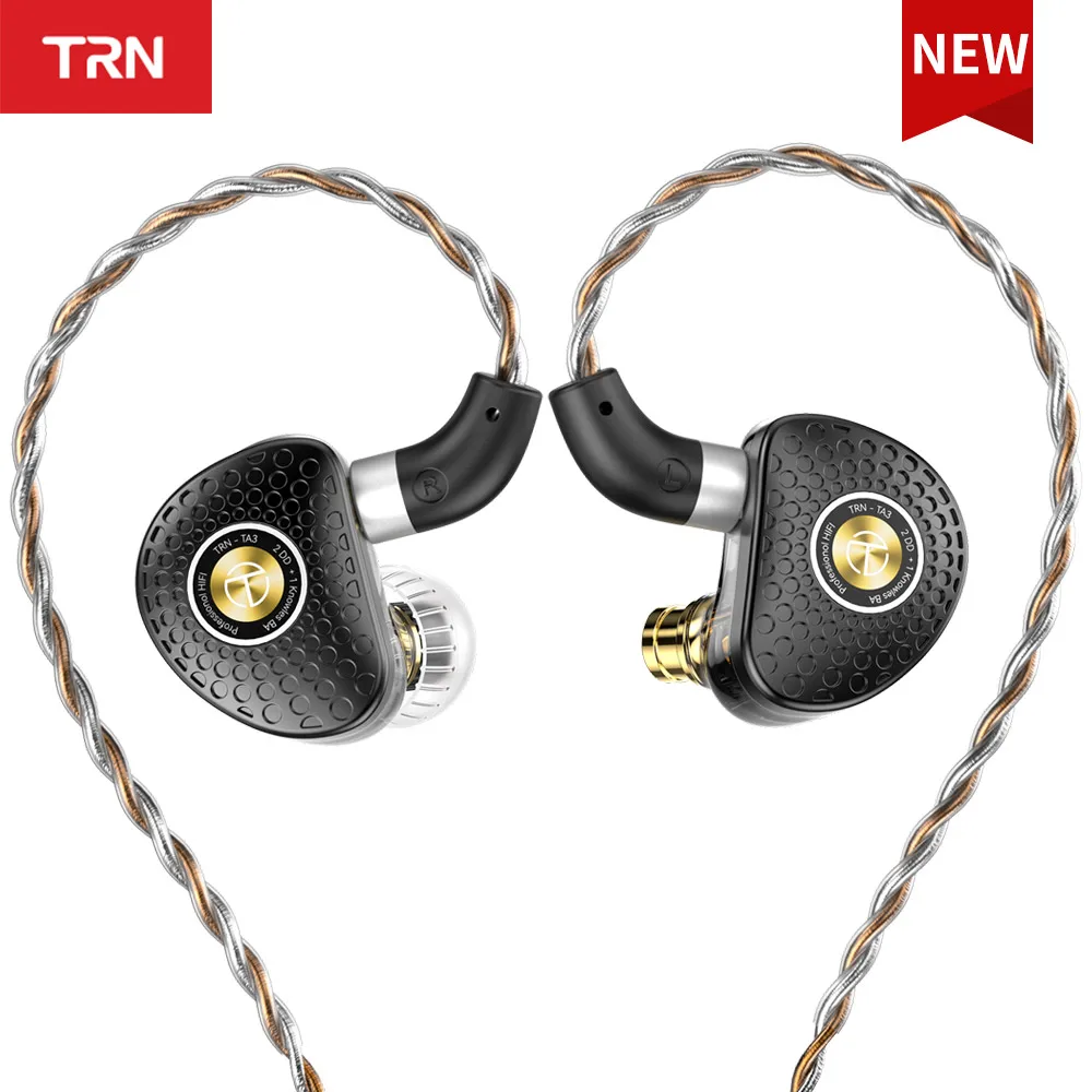 TRN TA3 Hi-FI 1BA 2DD In-ear Monitors Earphone Knowles Hybrid Beryllium-plated Dynamic HIFI Metal Running For TRN MT4 Headset