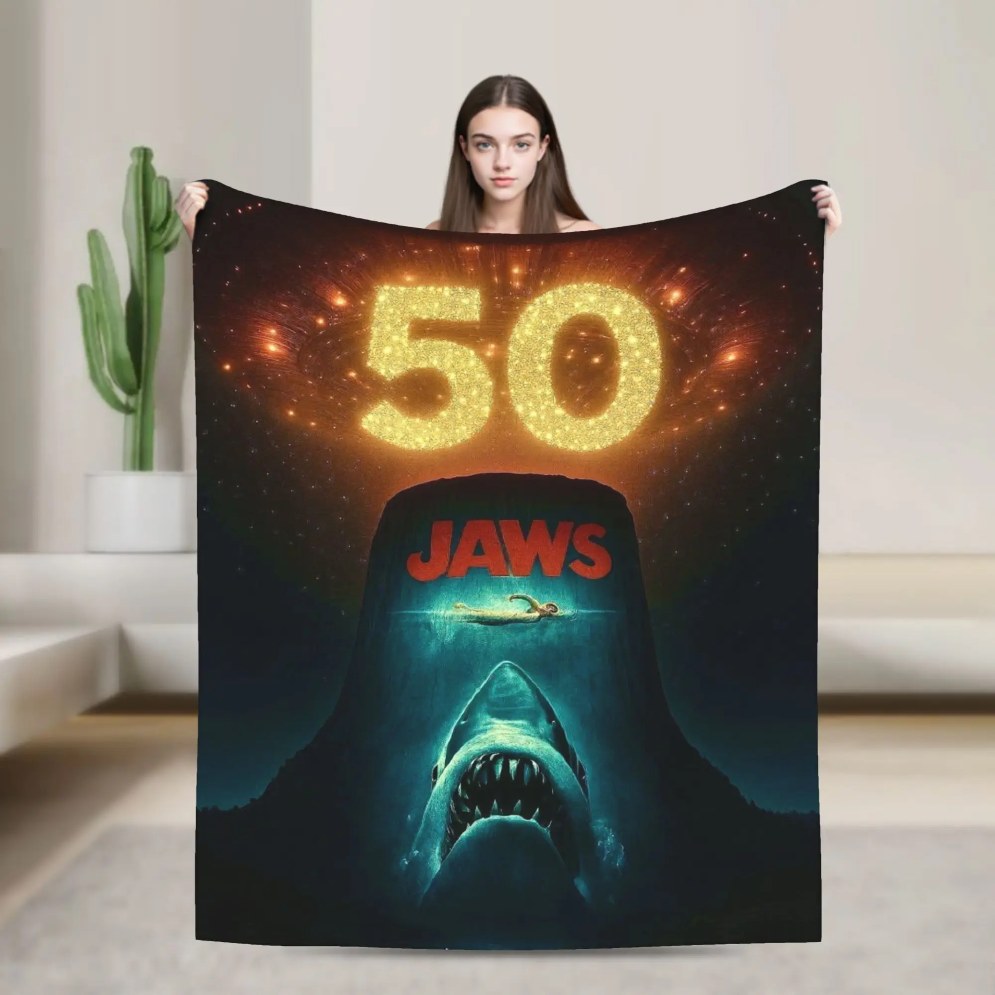 

Одеяло Jaws th Anniversary, теплое, уютное, пушистое, пледы для дивана, 50x60 дюймов, покрывала разных размеров