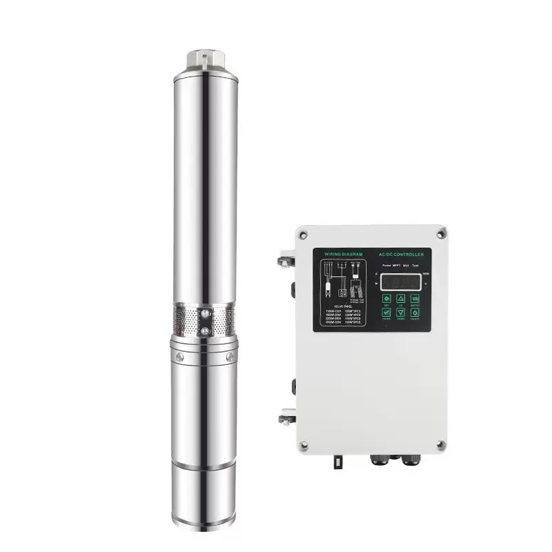 750W 1500W 2200W 3000W 4HP Solar AC/DC Deep Well Pump With MPPT Controller Solar hybrid Submersible Impeller pump Flow 6m³/H