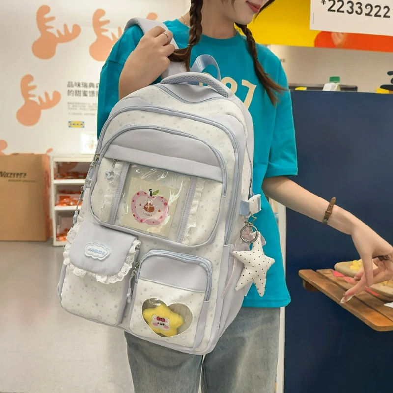 New Korean Style Lace Ita Backpack Large Capacity Lightweight High Appearance Cute Sweet Backpack for Student Girls Daily Use