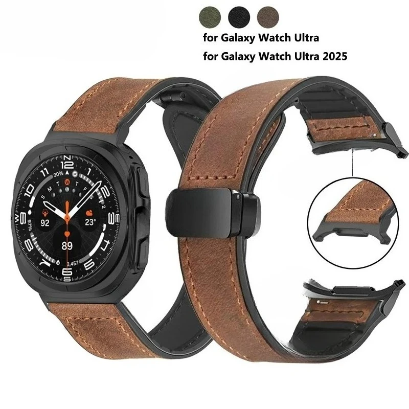 

Ремешок из натуральной кожи для Samsung Galaxy Watch Ultra 2025 47 мм, ремешок для часов Galaxy Watch 7 Ultra, браслет, аксессуары Correa