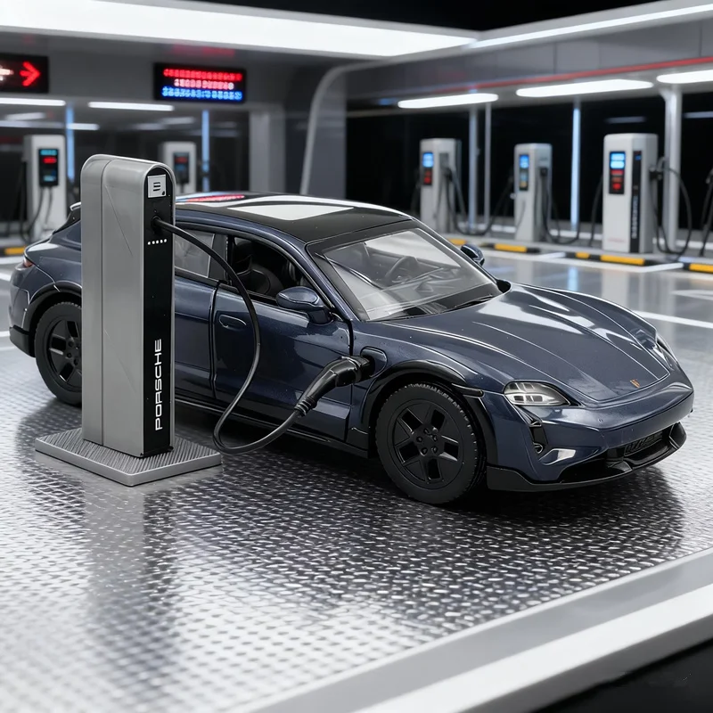 

1/36 Porsche Taycan Turbo S Coupe, модель автомобиля из сплава, литая под давлением металлическая модель автомобиля новой энергии, звук и свет, детская игрушка в подарок