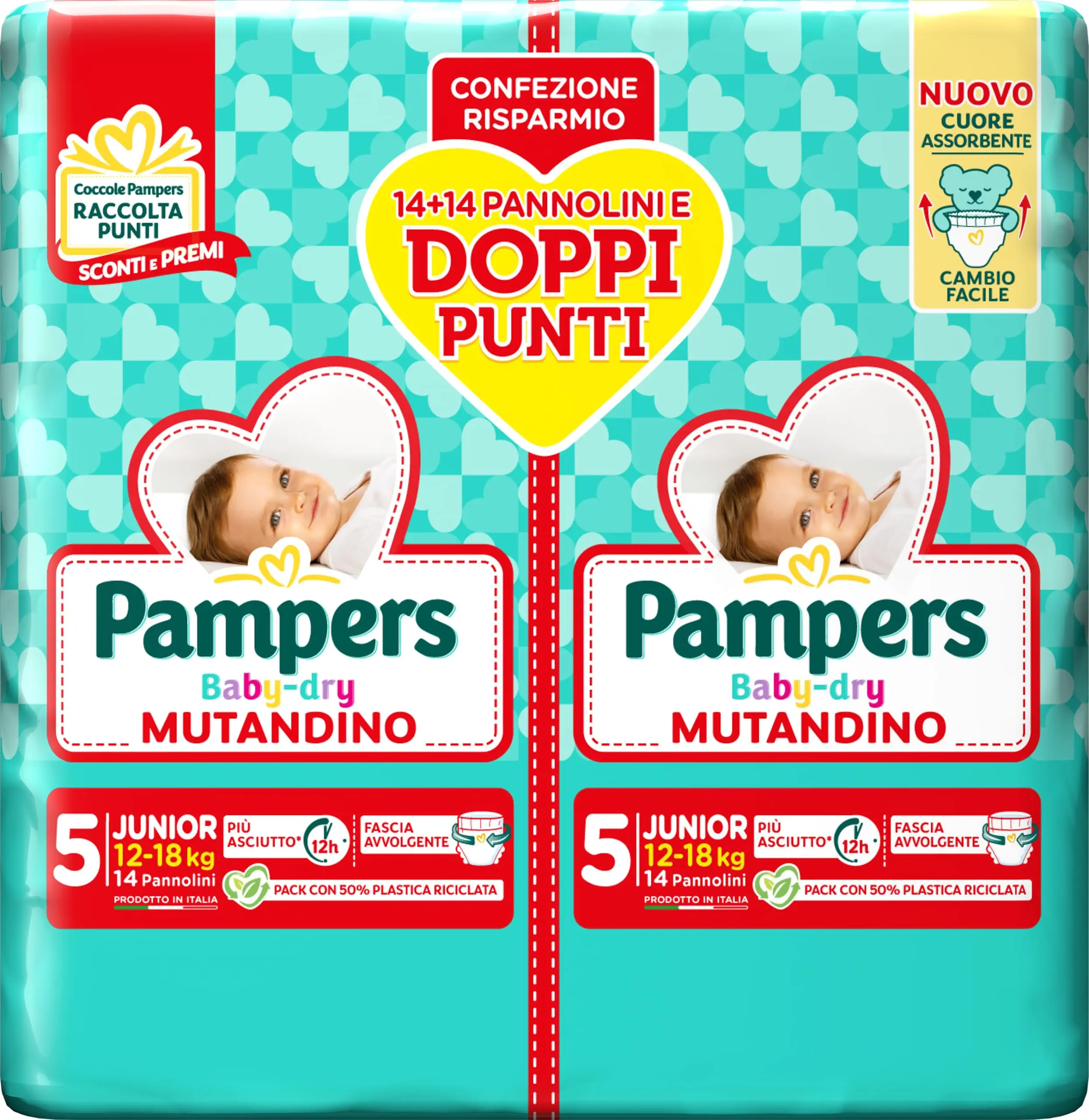 Pampers Baby Dry Junior Panties, Double Pack DWCT, Rozmiar 5 (12-18 kg), 28 pieluch