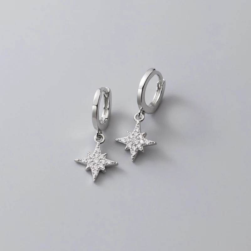 Orecchini a cerchio in zircone bianco con nappa intarsiata Punk Pendientes gioielli in argento Sterling 925