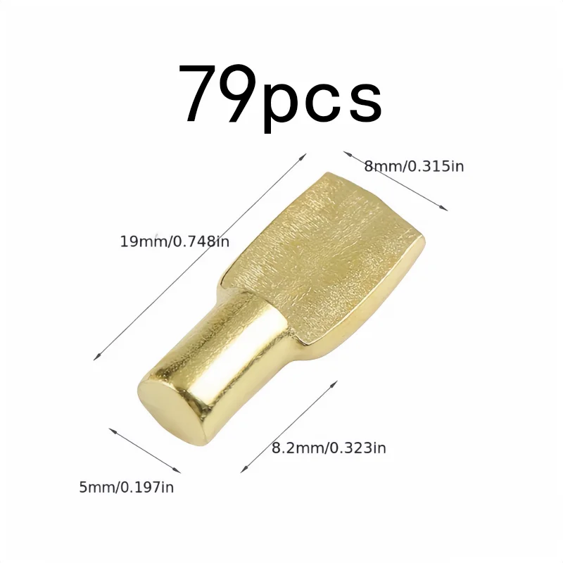 Spoon-Shaped Design 5mm Spoon-Shaped Shelf Supports, 79 pcs, Bookshelf Support, Sturdy Iron Core for Cabinet Shelving