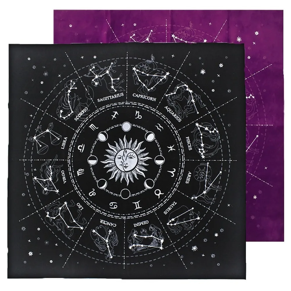 12 Constellations Tarot Card Tablecloth Velvet Divination Altar Cloth Board Game Fortune Astrology Oracle Card Pad Tarot Decks