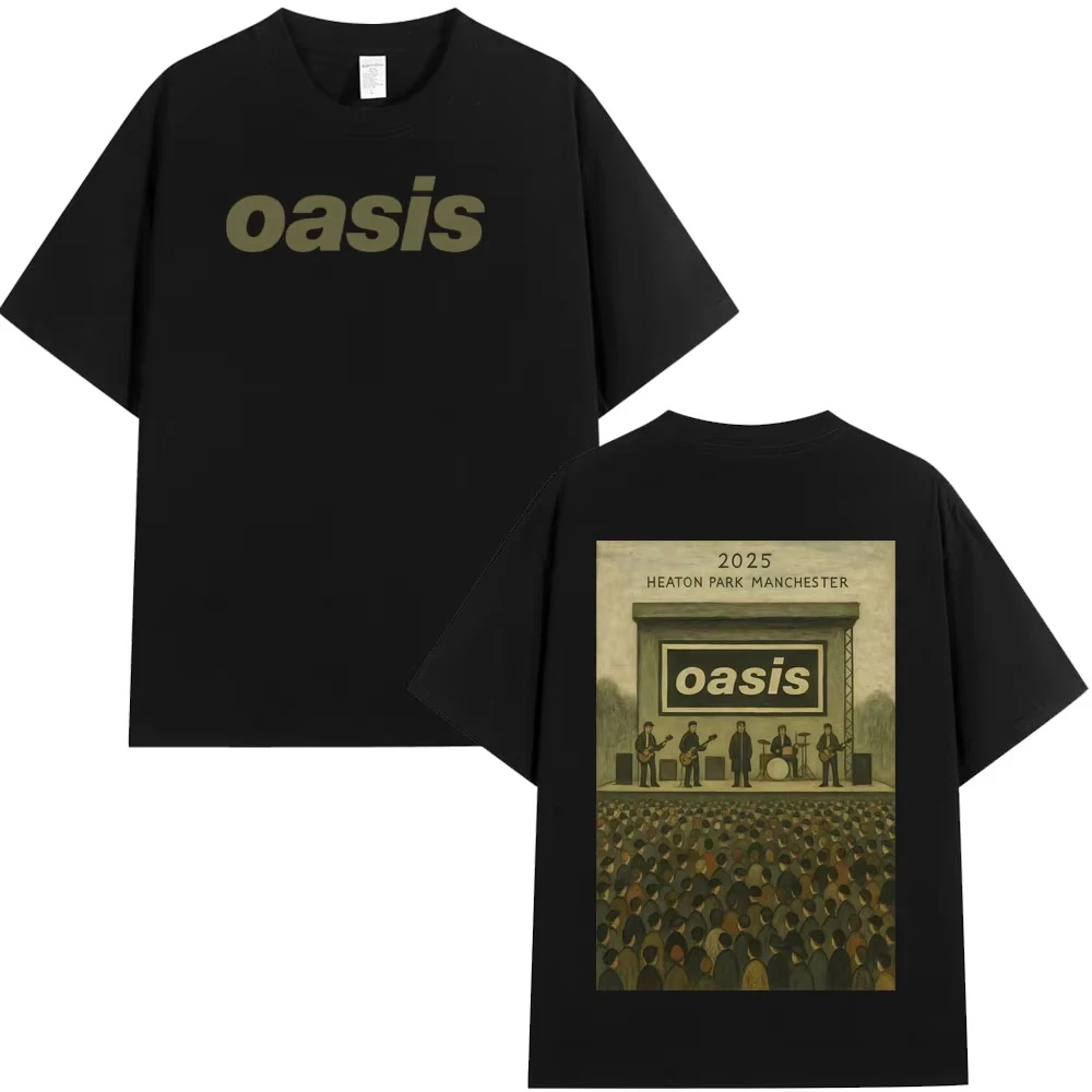 Oasis At Heaton Park 2026 Vintage Graphic T-shirt Men Woman Casual Cotton T-shirts Hip Hop Short Sleeve High Quality T Shirts
