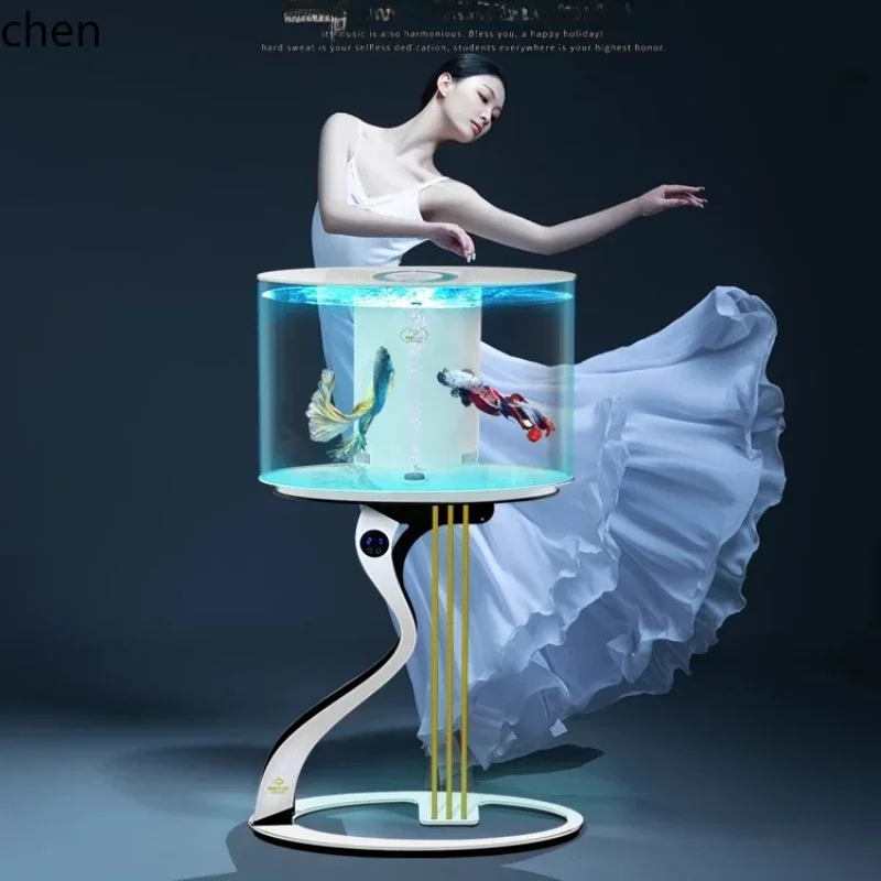 HYS fish tank living room floor-to-ceiling ecological fish tank water-free side tank creative
