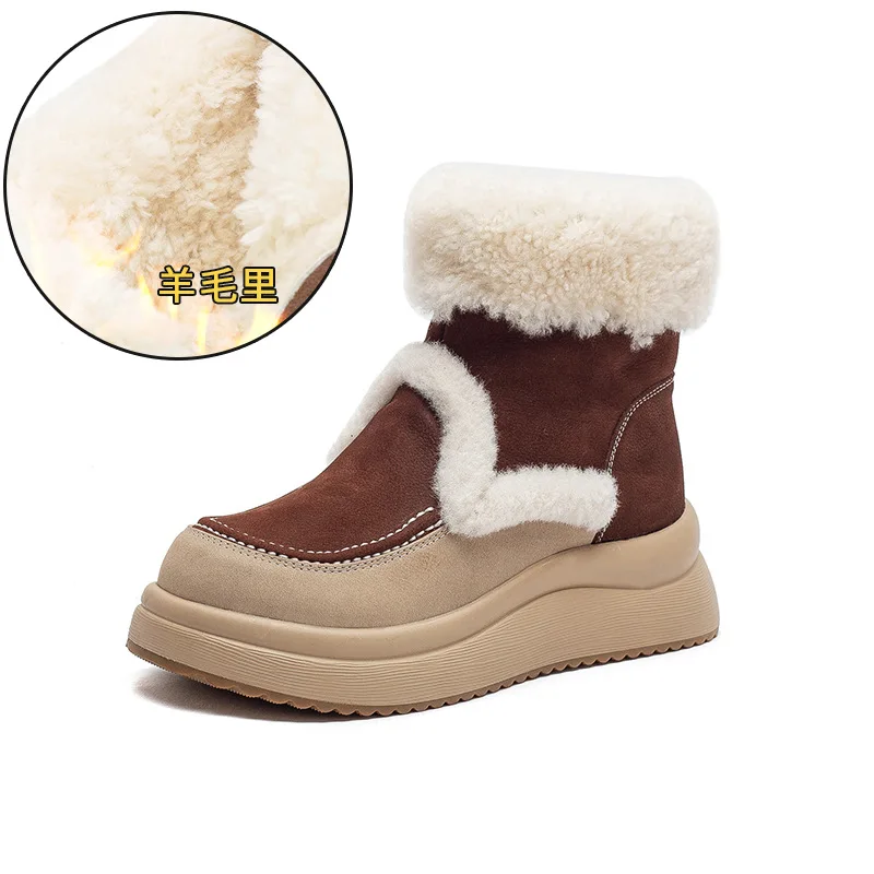 

Winter snow boots white women's shoes with plush waterproof and warm wool boots