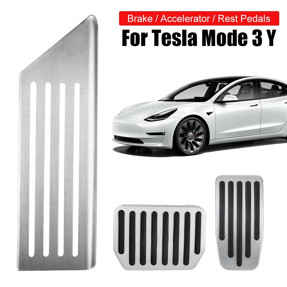 Zestaw aluminiowych nakładek na pedały do Tesla Model 3 Y 2017-2024, nakładki na pedały hamulca i gazu, antypoślizgowe akcesoria samochodowe