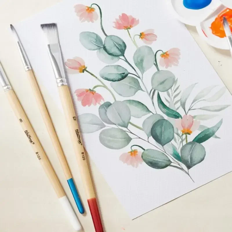 Juego de pinceles para principiantes, pelo de nailon para lienzo, acuarela, pintura al óleo acrílica, herramientas de pintura artística, suministros de arte, 9 Uds.