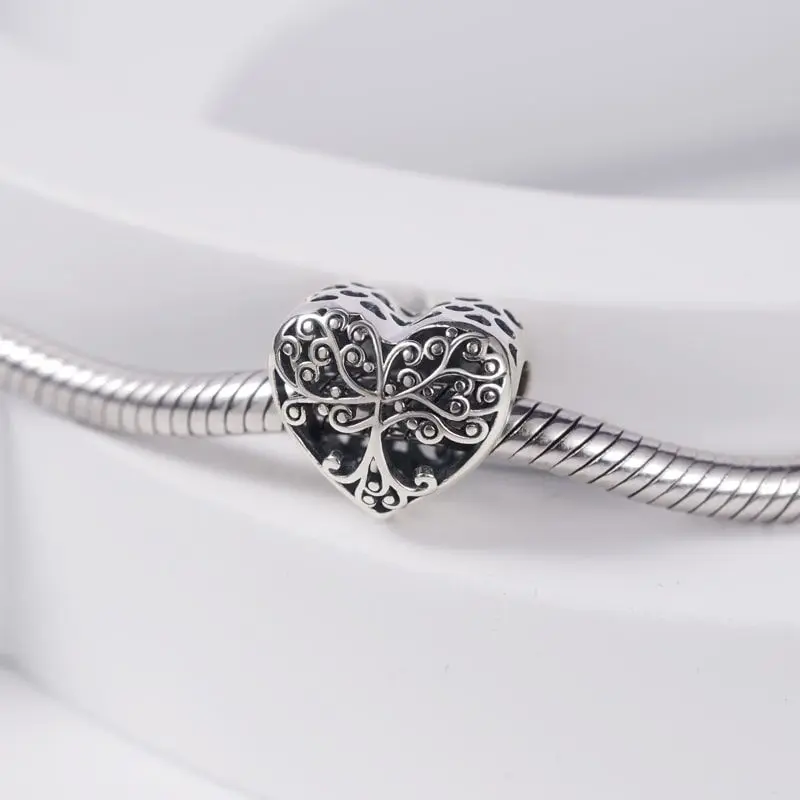 New925 siltring Forever Family Tree Happy Mom and Dad Sister Charm Bead fit Original Pandora bracciale gingillo gioielli da donna fai da te