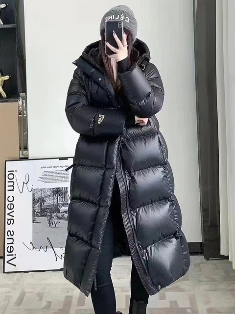 Long down coats with hoods best sale