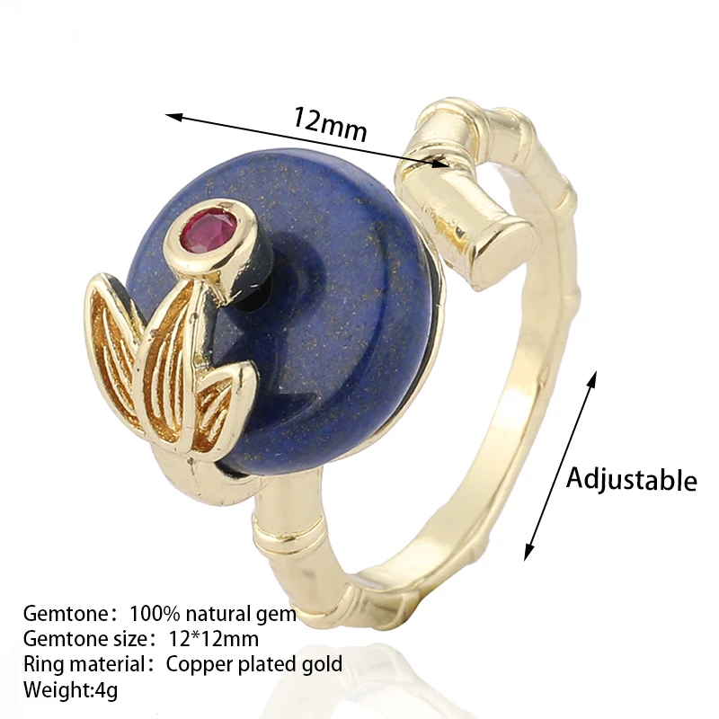 1 шт., кольцо из 100% натурального лазурита с драгоценным камнем, регулируемое кольцо из серебра 925 пробы с медным покрытием для женщин, для вечеринок и подарков