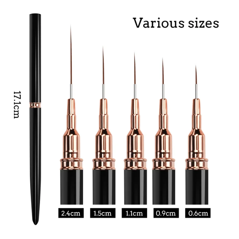 5-maten Nail Art Ultrafijne naaldbuis Getrokken lijntekenpen Nagelmanicurepen Schoonheid Nagelgereedschap Diverse nagelvoeringborstel