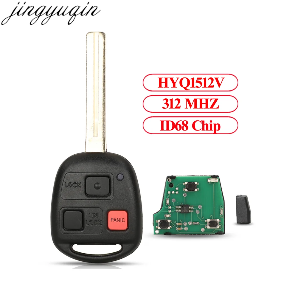 Jingyuqin Remote Car Key Alarm hyq1512v 312MHZ ID68 For Lexus ES 250 GS SC 300 LS 400 LX 450 470 1989-2001 TOY40 Long Blade