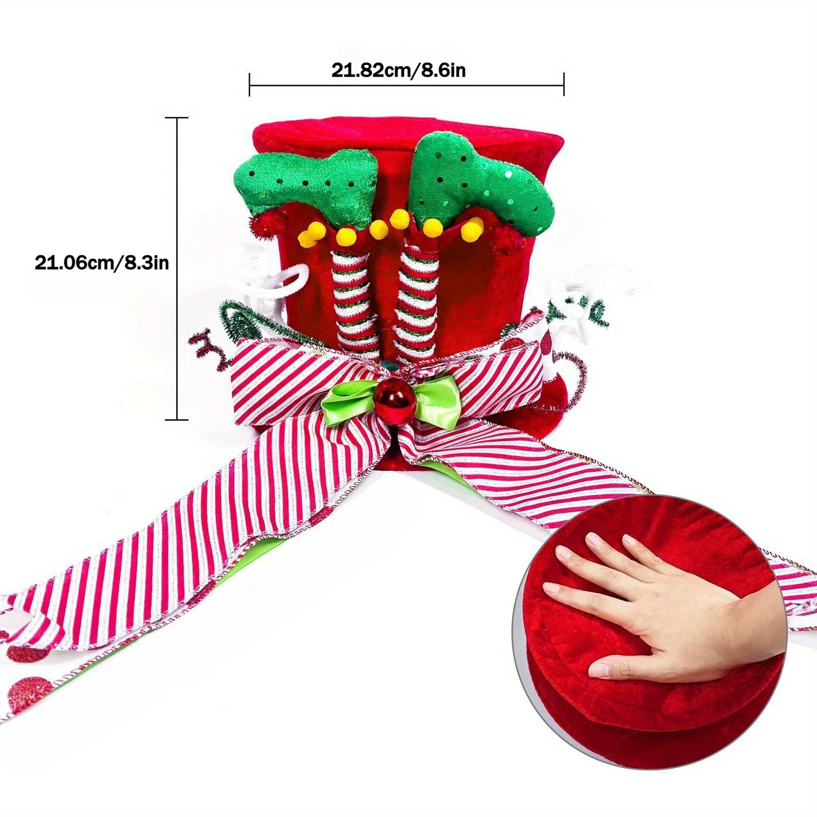 1/3 Christmas Decorative Hat  Non-woven Fabric Compressible and Foldable Top Decoration of Christmas Tree