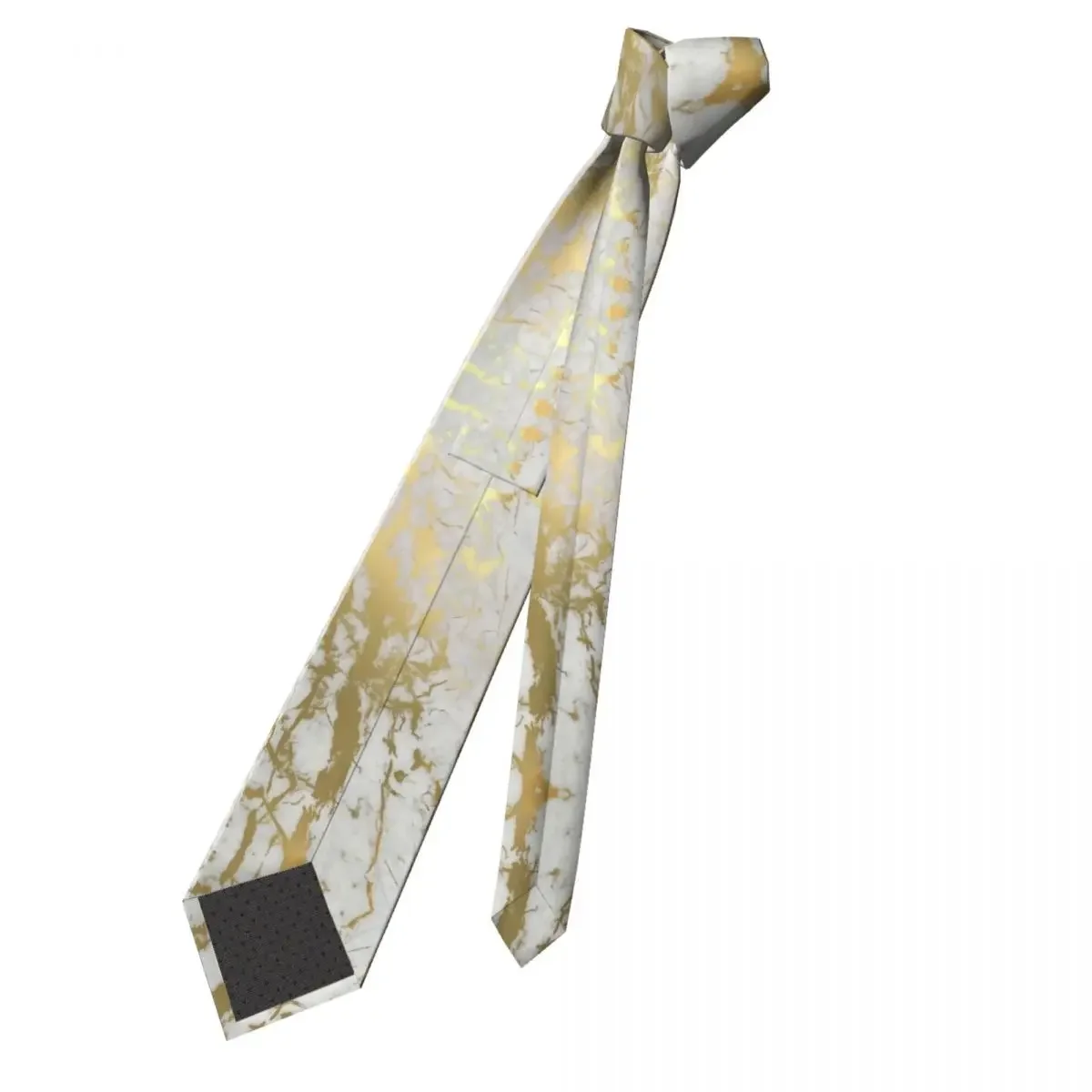 Gold Marble On White Neckties Unisex Polyester 8 cm Marbled Texture Neck Ties for Mens Casual Wide Shirt Accessories Cravat Gift