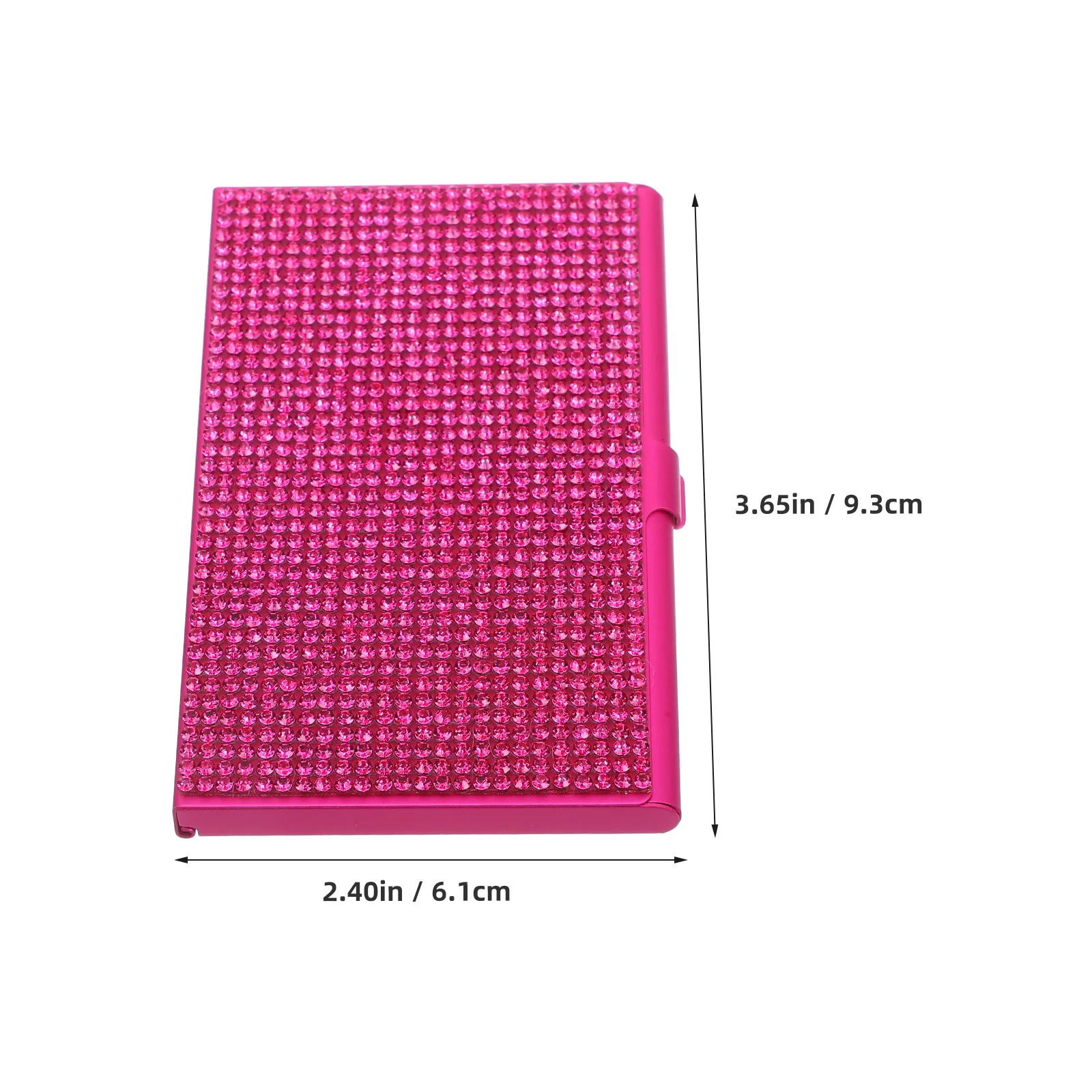 Metal Business Card Case Rhinestones Pocket Holder Rosy Aluminum Alloy for Women Office