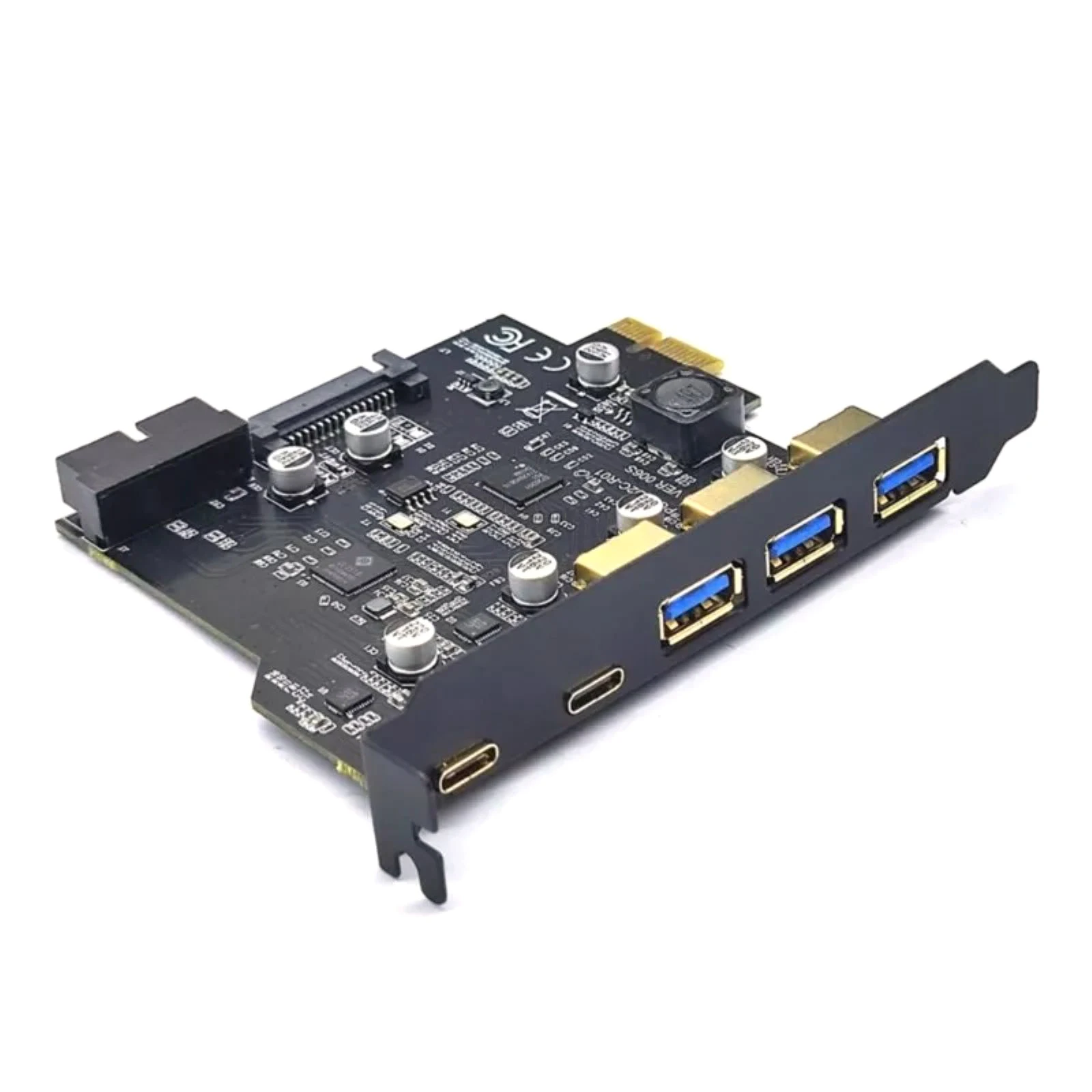 USB 3.2 GEN1 PCI-E Expansion Card 5 Ports USB Card 2 Type-C 3 Ports USB-A Expansion Adapter Board 19 Pin Connector 5Gbps