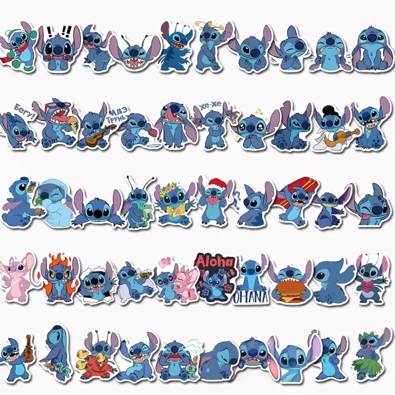 Periféricos de personajes de dibujos animados de Disney Stitch, pegatinas decorativas bonitas Kawaii, pegatinas de grafiti impermeables DIY, juguetes al por mayor