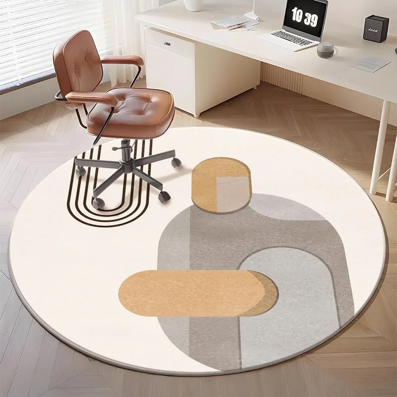 Minimalist Geometric Round Rug for Home Office Decor Modern Abstract Pattern Floor Mat Adding Stylish Workspace Vibe