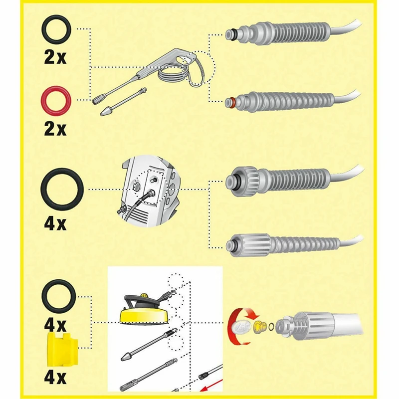 Уплотнительное кольцо для шланга Karcher, запасное уплотнительное кольцо 2,640-729,0, резиновое уплотнительное кольцо для мойки K2, K3, K4, K5, K6,