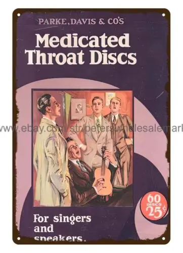 nostalgic  garage  Medicated Throat Discs for singer speaker metal tin sign