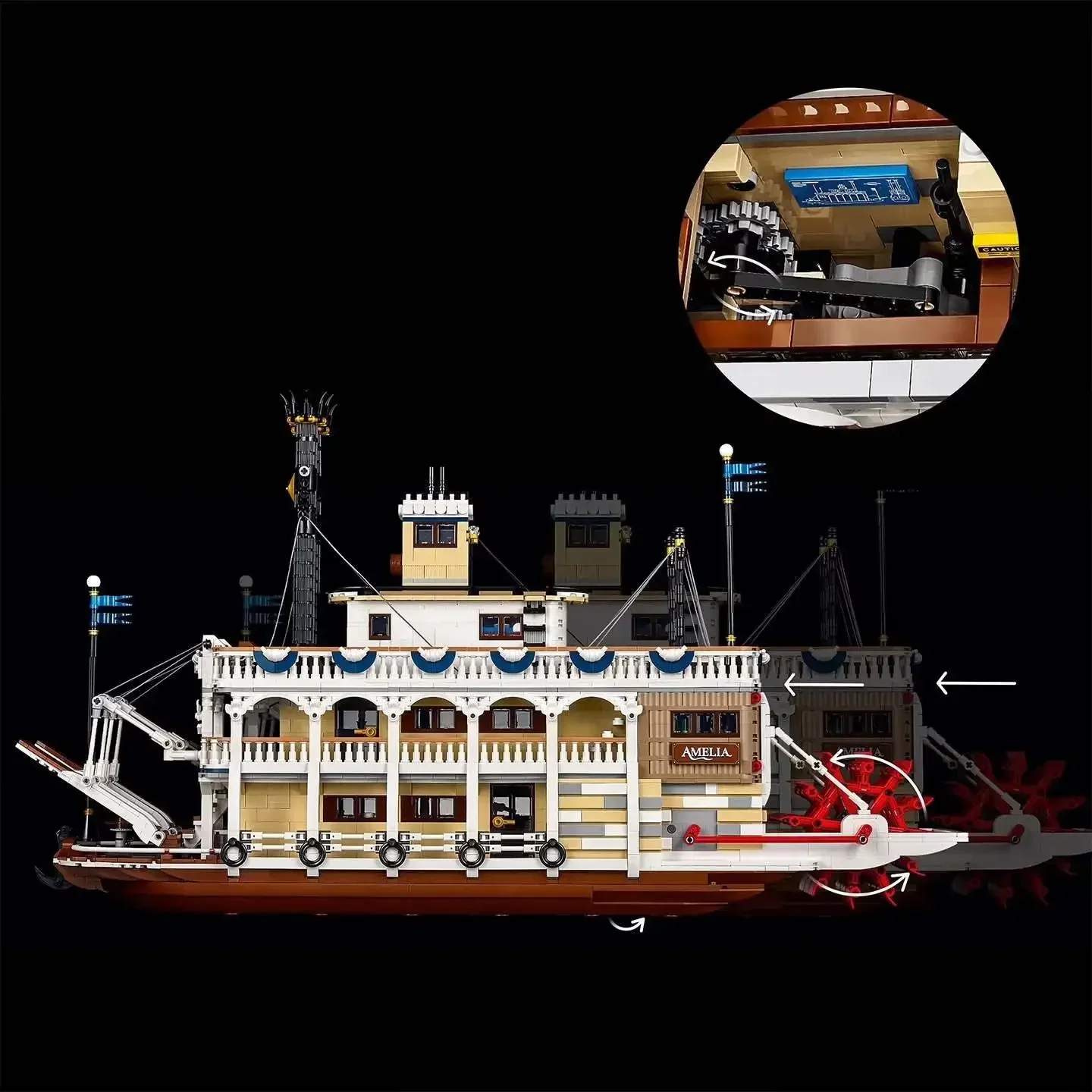 

Creative River Steamboat Building Blocks Compatible 21356 Steam Ship Model Transport Assemble Bricks Toys Gift For Kid Adult Boy