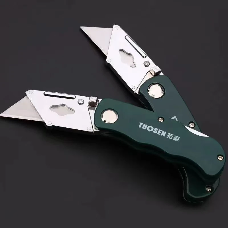 Stainless Steel Folding Utility Knife Woodworking Outdoor Camping Multifunctional High-Carbon Steel Wallpaper Cutting W/5 Blades