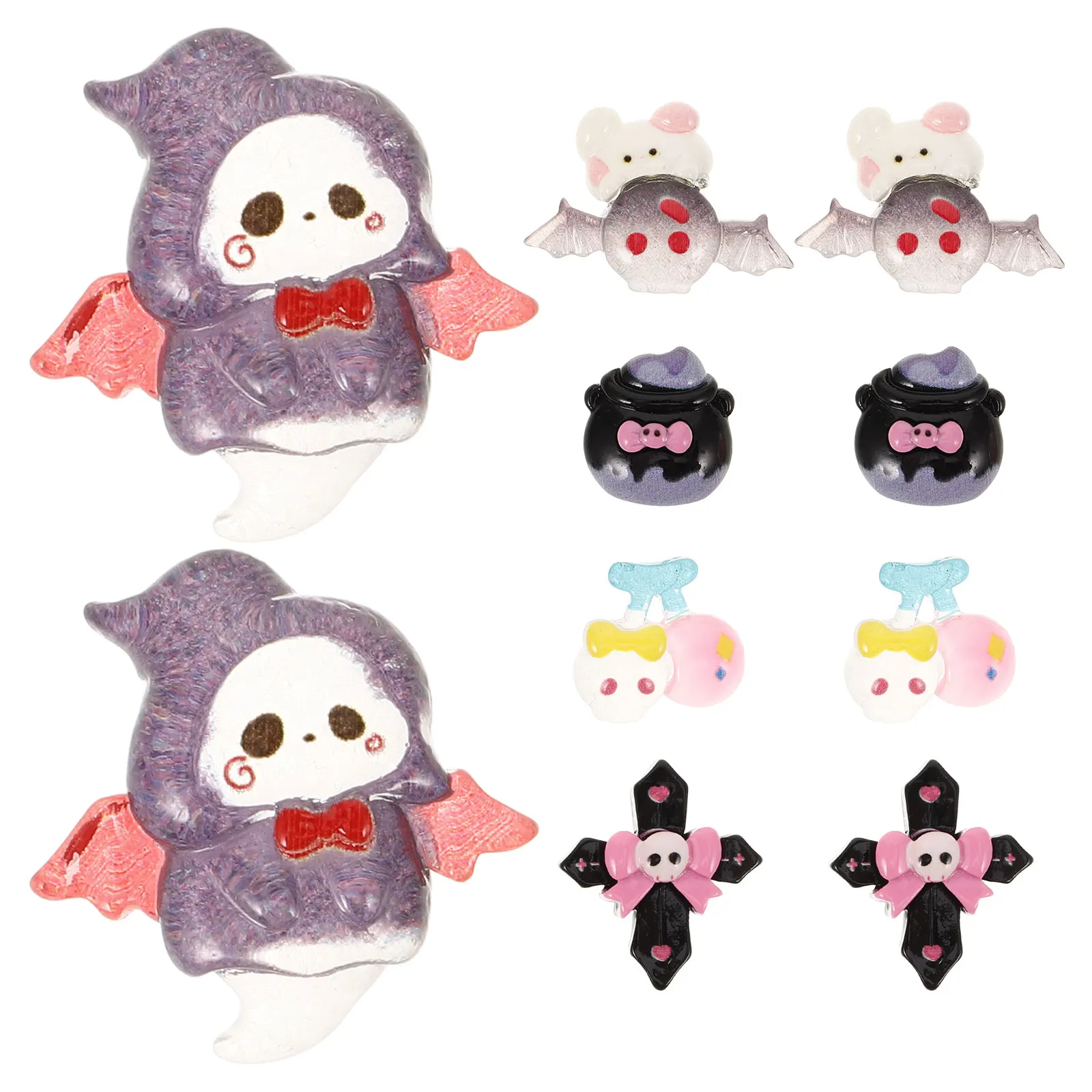 

10 Pcs Resin Accessories Fall Charms Ghost Beads for Jewelry Making Bat Acrylic Halloween Decorate