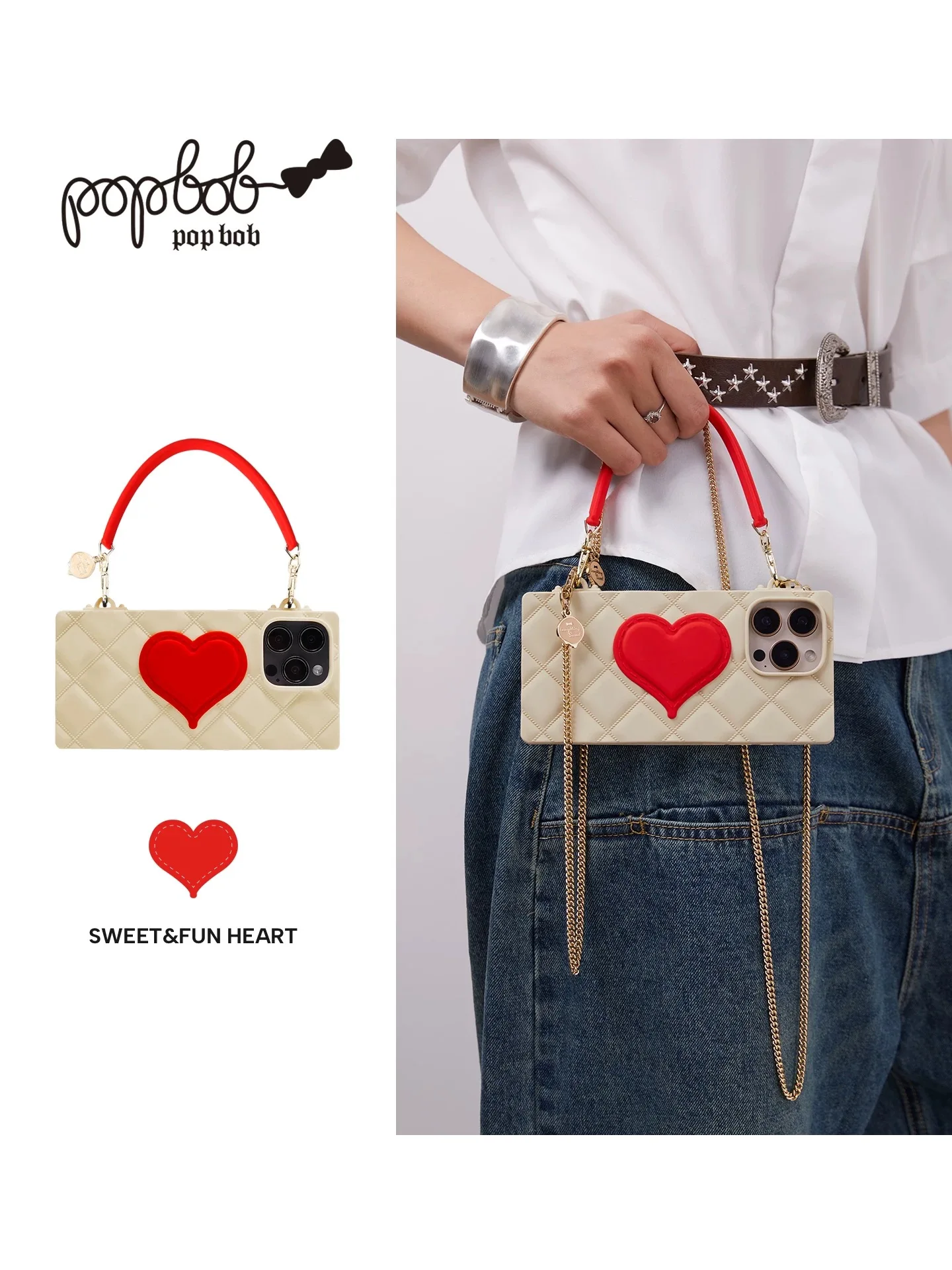 

Classic love mobile phone case simple handbag, suitable for iPhone mobile phone, silicone protective cover