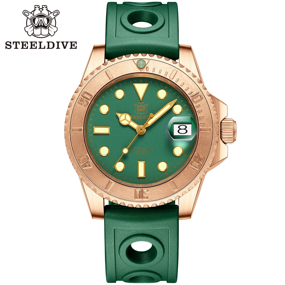 SD1953S New Arrival 2020 Steeldive Brand Bronze Dive Watch BGW9 Blue Lume 20ATM Mens Automatic Diving Watch NH35