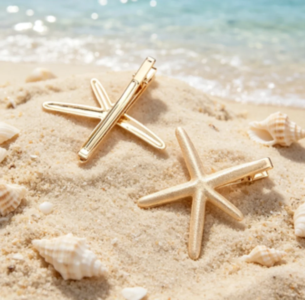 

Золотые заколки для волос в форме морской звезды для женщин, 2 шт., пляжные заколки для волос, аксессуары для волос для летнего отдыха, милые заколки для волос в морском стиле для девочек