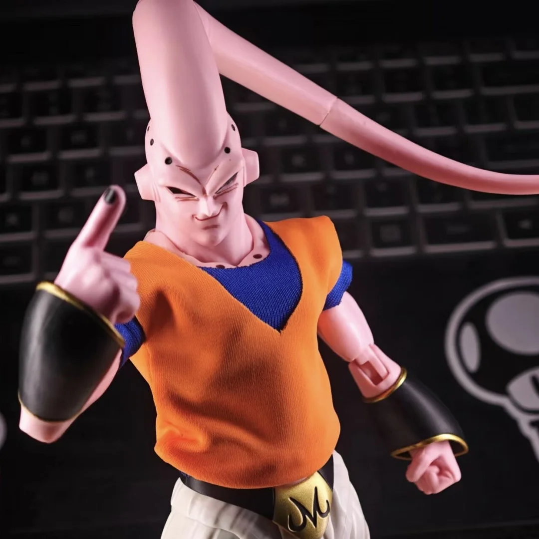 Dragon Ball Shf Anime fatto a mano Majin Buu Son Gohan Uniforme da combattimento Blu Giallo Gilet Costruito in filo di ferro è adatto per i giocattoli 1/12