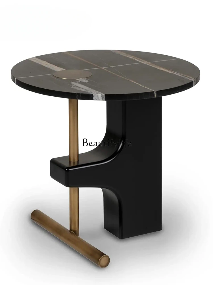 

Italian Stainless Steel Coffee Table Household round Dining Table Simple B & B Club Oval Tea Table