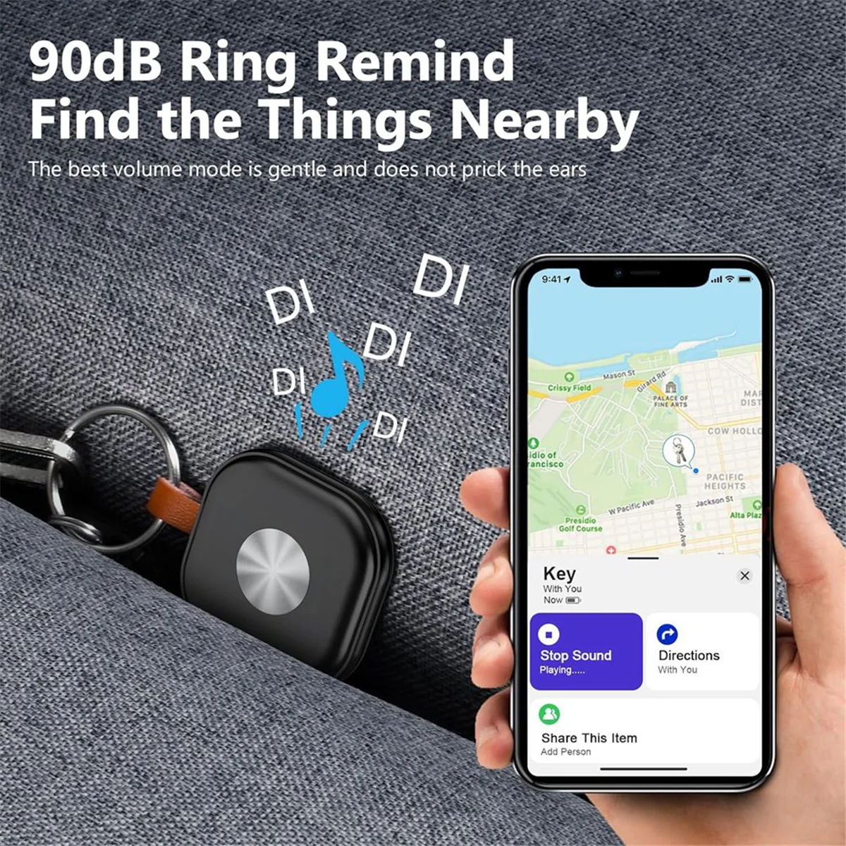 Key Finder Tracker for Apple Find My Airtag with Keychain, Smart Item Locator for Wallet Car Key Luggage Tracking White