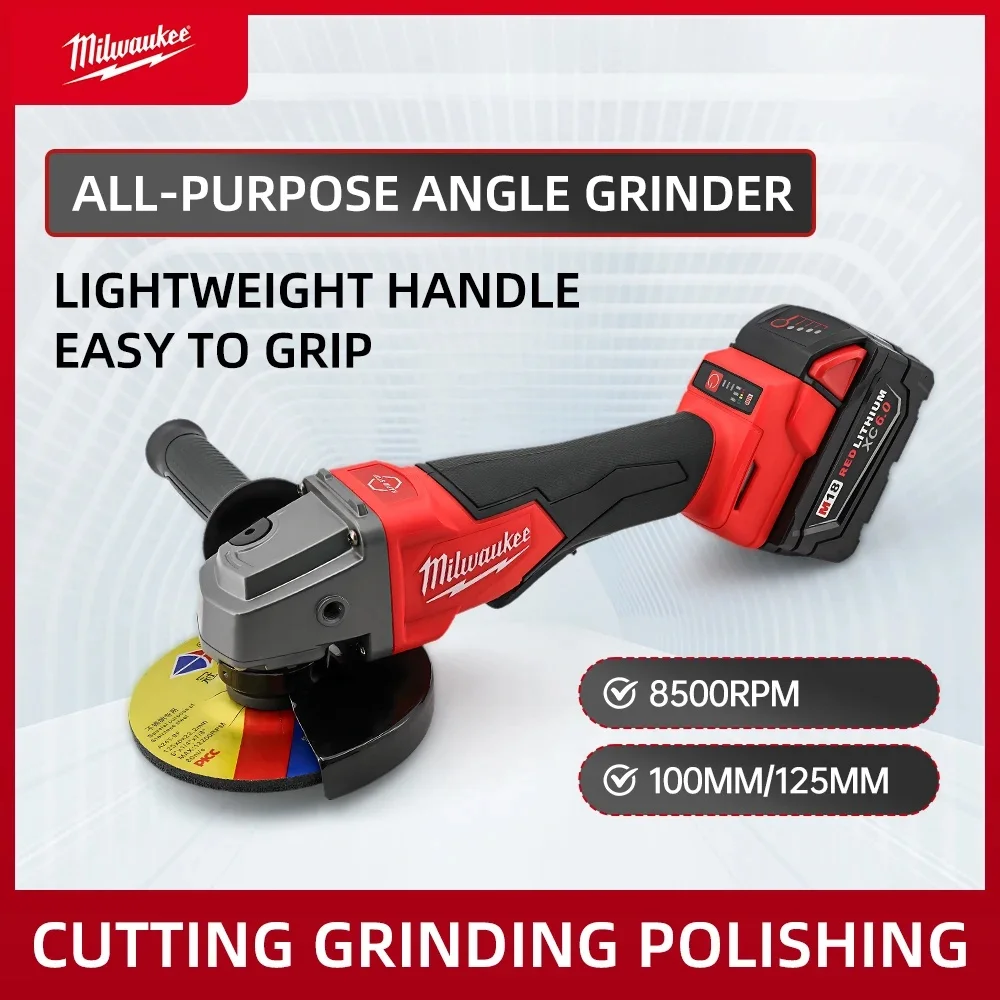 

Fit Milwaukee 125mm Brushless Angle Grinder Cordless Electric Power Tools with No-Lock Paddle Switch for Polishing And Cutting